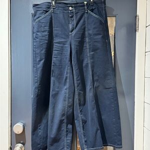 Anthropologie Maeve Navy Flare & Wide Leg Jeans The Delaney Jean .